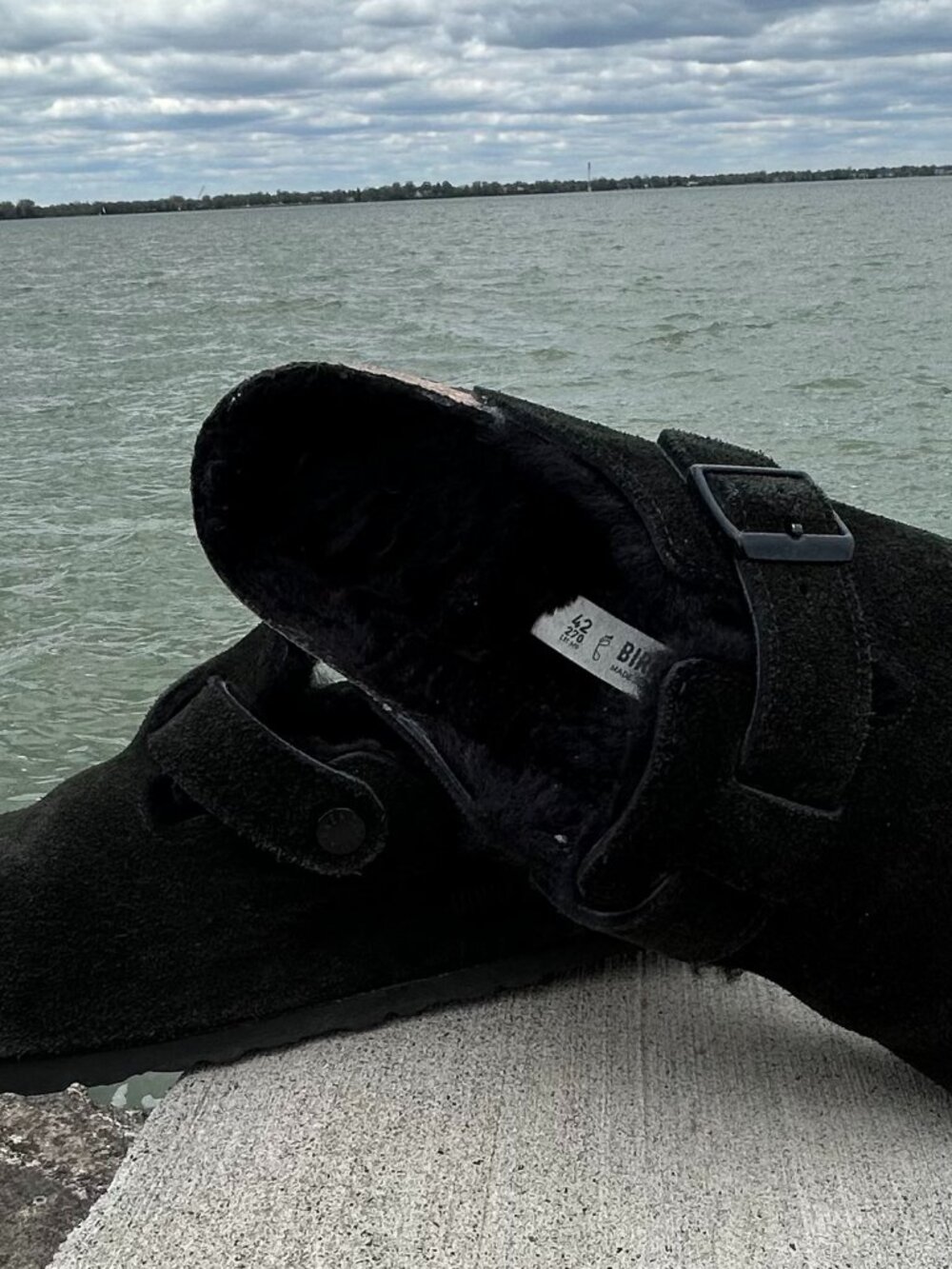 Birkenstock Boston Shearling Black Suede Clogs Sz 42 Men 9 Women 11